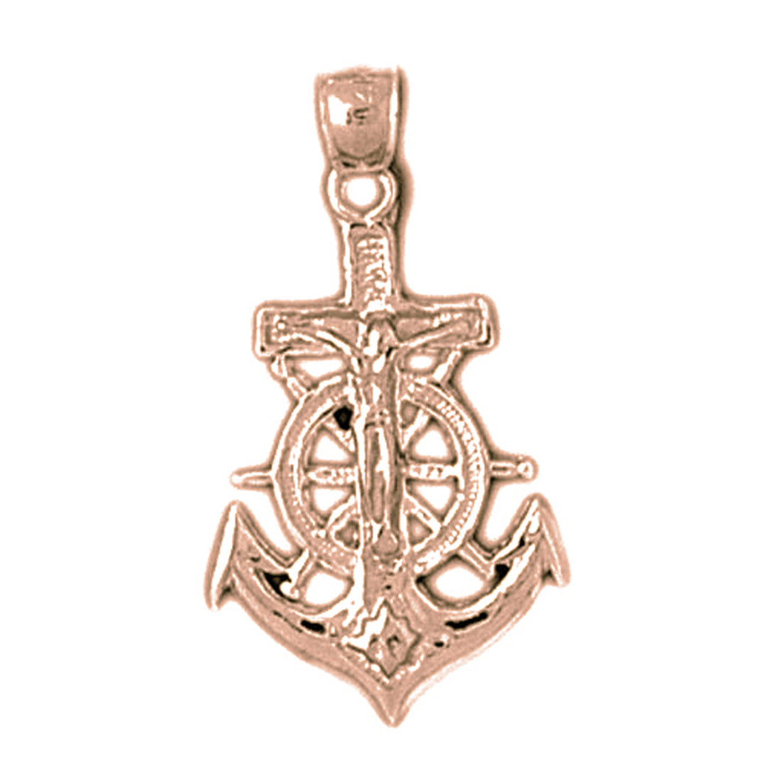 14K or 18K Gold Mariners Cross/Crucifix Pendant