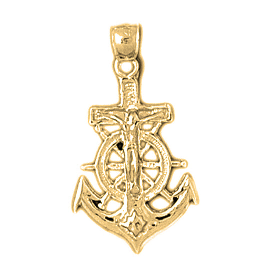 14K or 18K Gold Mariners Cross/Crucifix Pendant