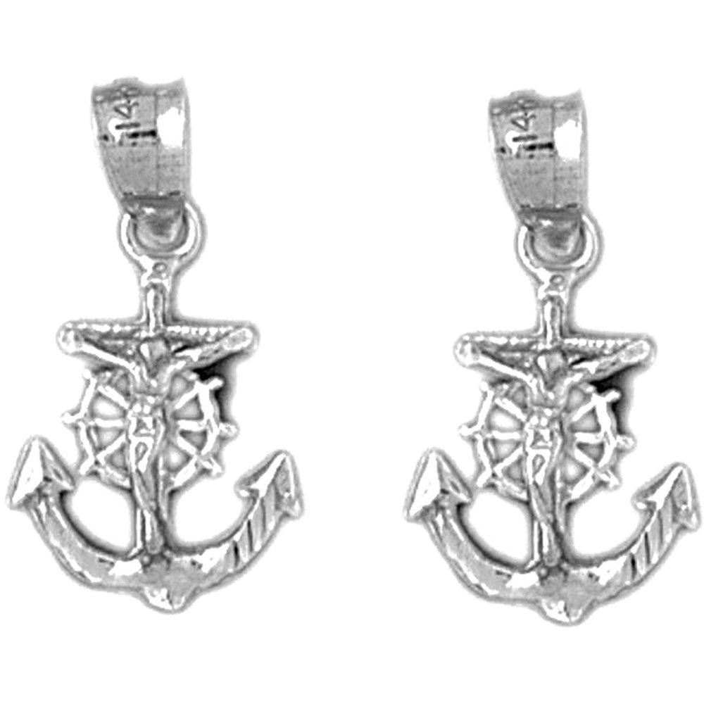 Sterling Silver 21mm Mariners Cross/Crucifix Earrings