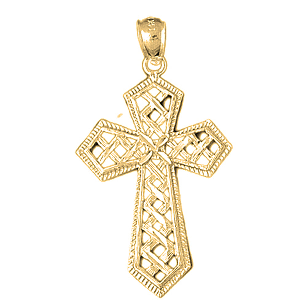 10K, 14K or 18K Gold Cross Weaved Passion Cross Pendant