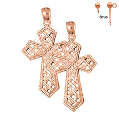 14K or 18K Gold Cross Weaved Passion Cross Earrings