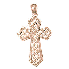 10K, 14K or 18K Gold Cross Weaved Passion Cross Pendant