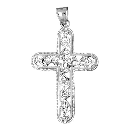 10K, 14K or 18K Gold Vine Cross Pendant