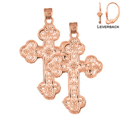 14K or 18K Gold Budded Cross Earrings