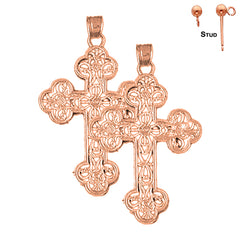 14K or 18K Gold Budded Cross Earrings