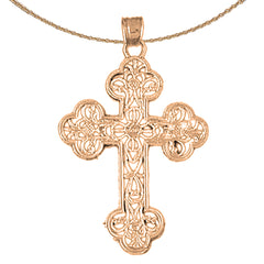 10K, 14K or 18K Gold Budded Cross Pendant