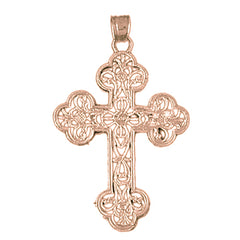 10K, 14K or 18K Gold Budded Cross Pendant