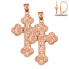 14K or 18K Gold Budded Cross Earrings