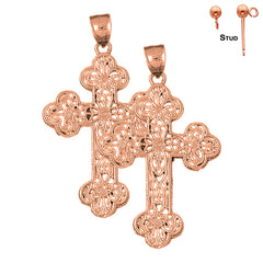 14K or 18K Gold Budded Cross Earrings