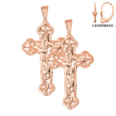 14K or 18K Gold Budded Cross Earrings