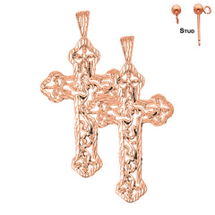 14K or 18K Gold Budded Cross Earrings