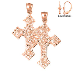 14K or 18K Gold Budded Cross Earrings