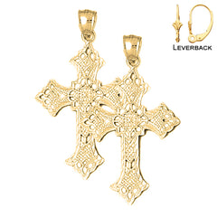 14K or 18K Gold Budded Cross Earrings