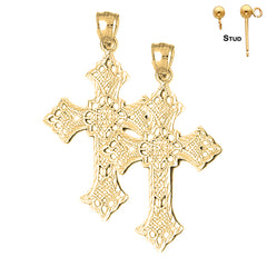 14K or 18K Gold Budded Cross Earrings