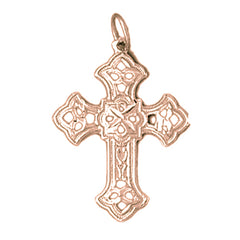 14K or 18K Gold Budded Cross Pendant