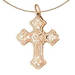 14K or 18K Gold Budded Cross Pendant