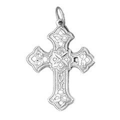 14K or 18K Gold Budded Cross Pendant