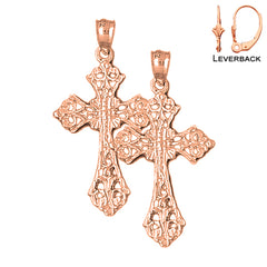 14K or 18K Gold Budded Cross Earrings