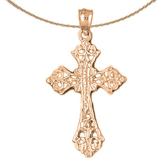 14K or 18K Gold Budded Cross Pendant