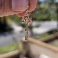 10K, 14K or 18K Gold Budded Cross Pendant