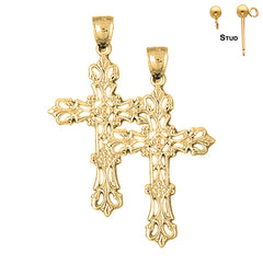 14K or 18K Gold Budded Cross Earrings