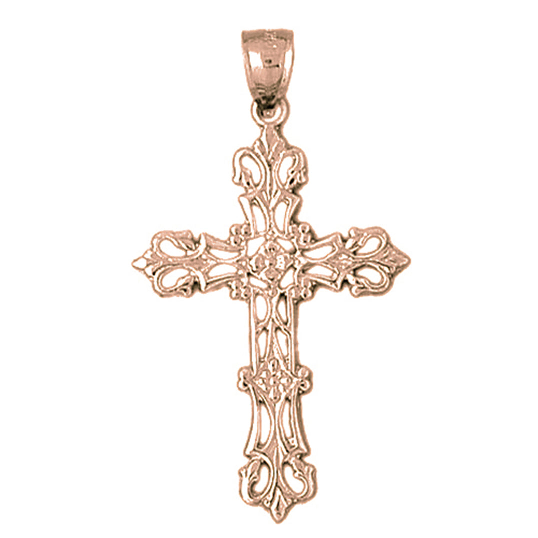 10K, 14K or 18K Gold Budded Cross Pendant