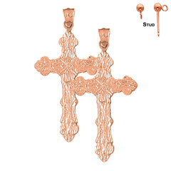 14K or 18K Gold Roped Cross Earrings