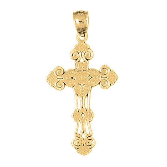 14K or 18K Gold Budded Cross Pendant