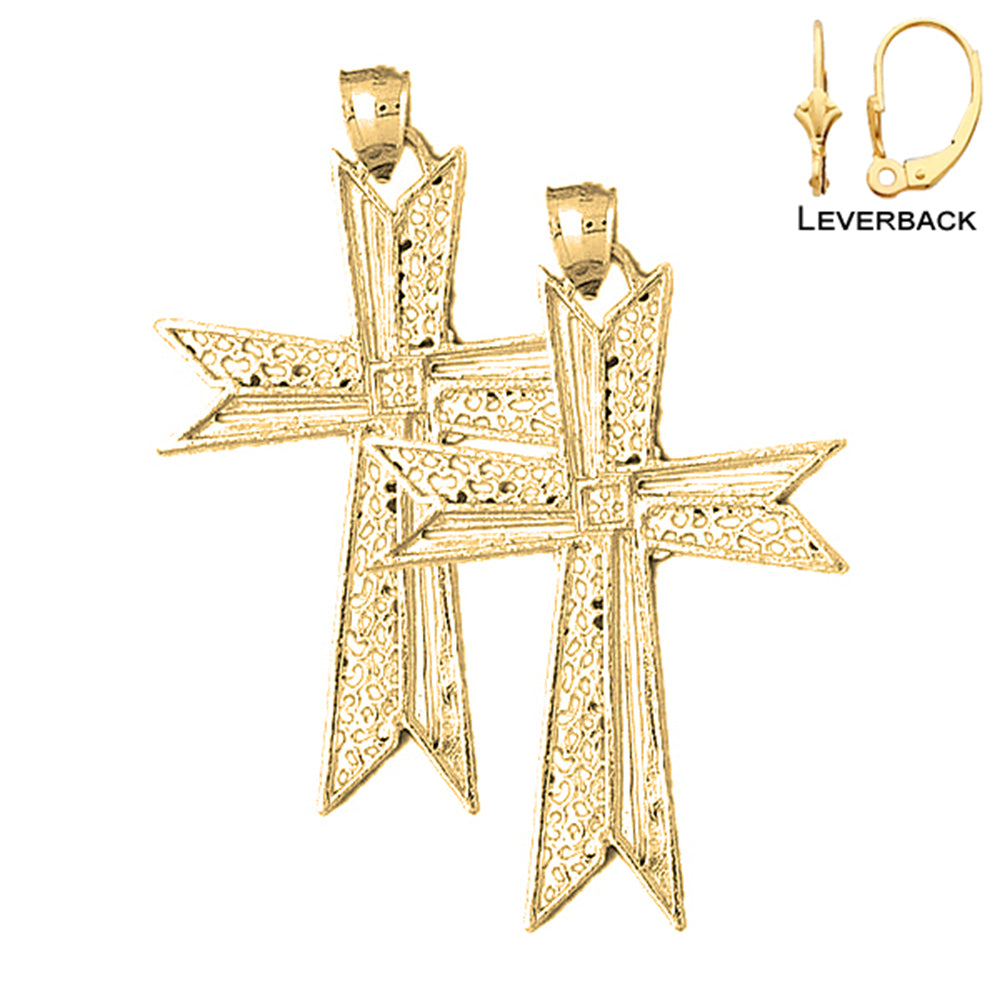 14K or 18K Gold Cross Earrings