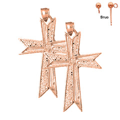 14K or 18K Gold Cross Earrings