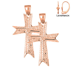 14K oder 18K Gold Kreuz Ohrringe