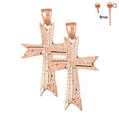 14K oder 18K Gold Kreuz Ohrringe