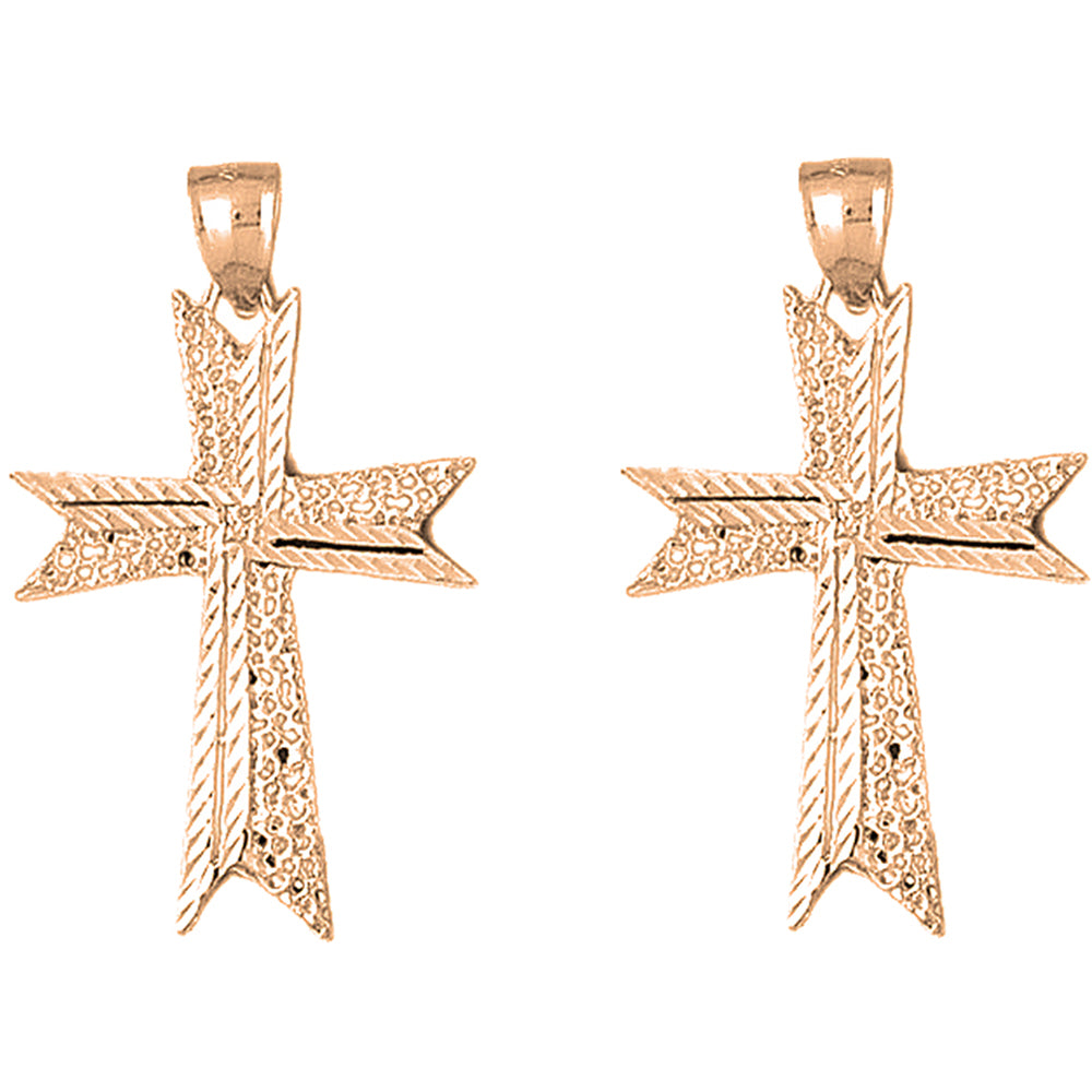 14K or 18K Gold 44mm Cross Earrings