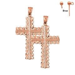 14K or 18K Gold Floral Cross Earrings