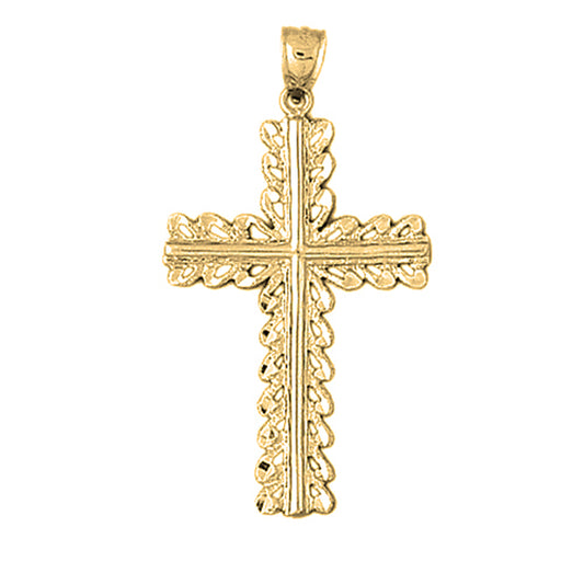 10K, 14K or 18K Gold Floral Cross Pendant