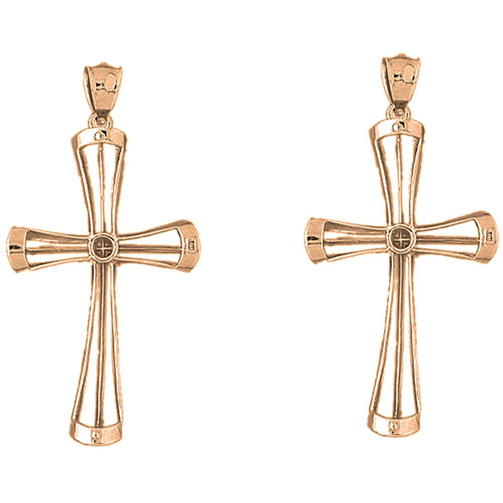 14K or 18K Gold 56mm Latin Cross Earrings