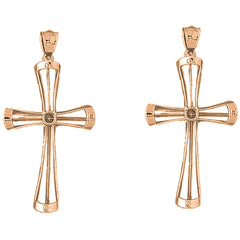 14K or 18K Gold 56mm Latin Cross Earrings