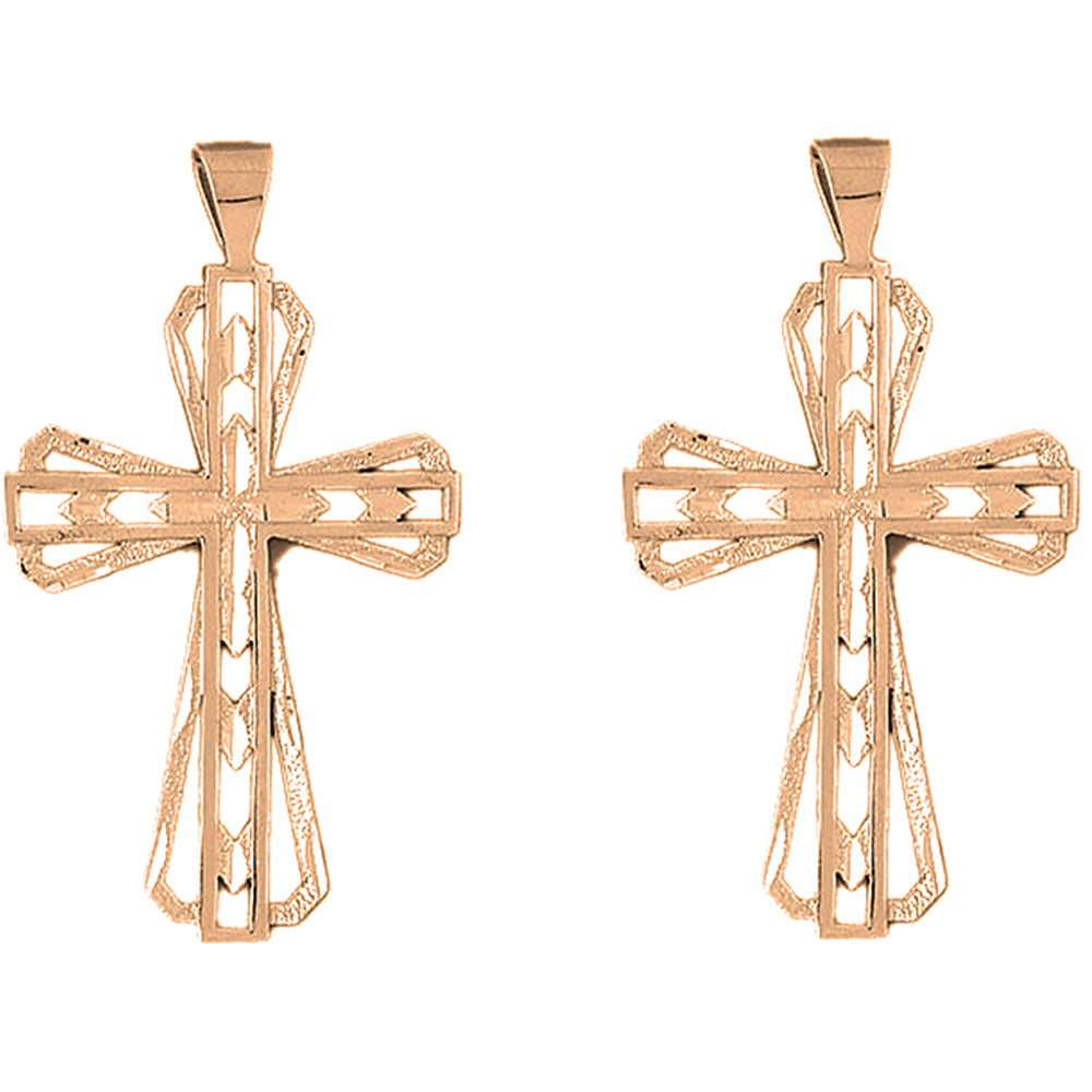 14K or 18K Gold 60mm Latin Cross Earrings