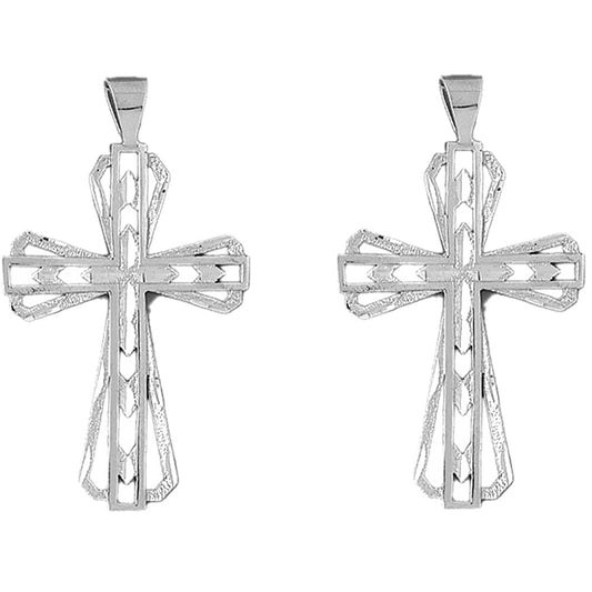 Sterling Silver 60mm Latin Cross Earrings