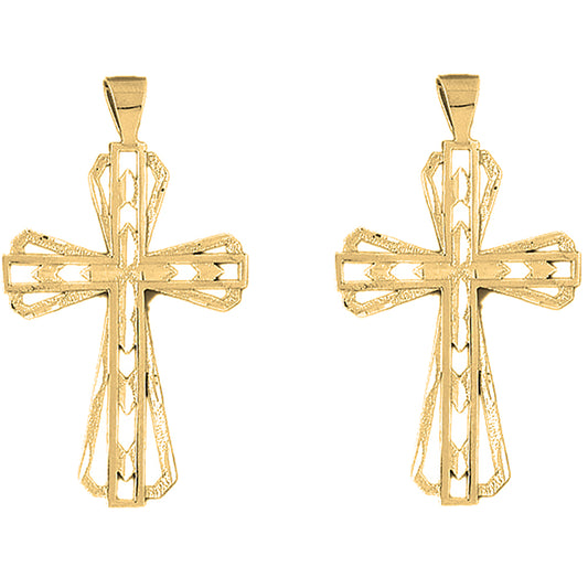 14K or 18K Gold 60mm Latin Cross Earrings