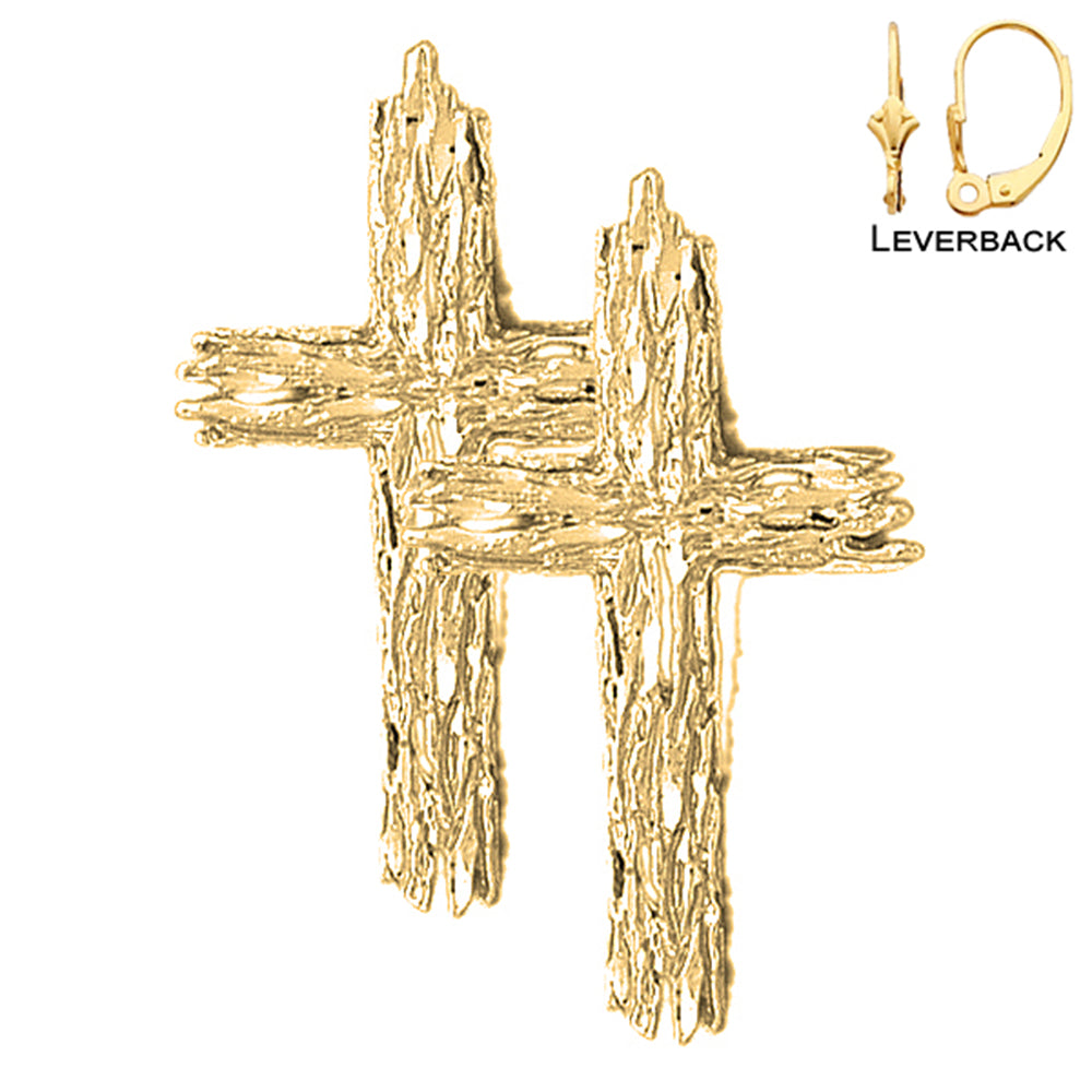 14K or 18K Gold Latin Cross Earrings