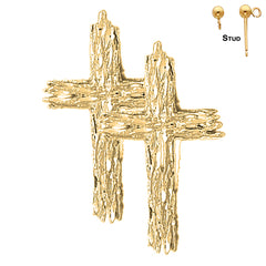 Pendientes de cruz latina de plata de ley de 43 mm (chapados en oro blanco o amarillo)