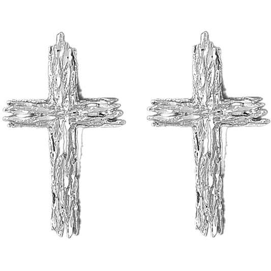 Sterling Silver 43mm Latin Cross Earrings