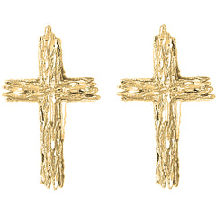 Yellow Gold-plated Silver 43mm Latin Cross Earrings