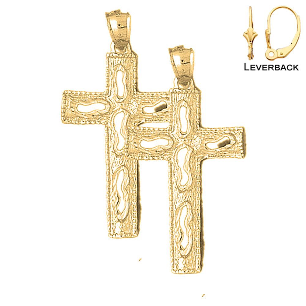 14K or 18K Gold Footsteps Latin Cross Earrings