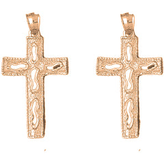 14K or 18K Gold 47mm Footsteps Latin Cross Earrings