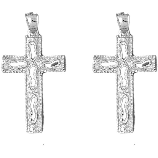Sterling Silver 47mm Footsteps Latin Cross Earrings