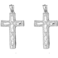 Sterling Silver 47mm Footsteps Latin Cross Earrings