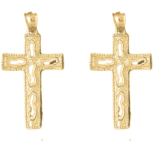 14K or 18K Gold 47mm Footsteps Latin Cross Earrings