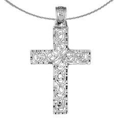 10K, 14K or 18K Gold Vine Cross Pendant